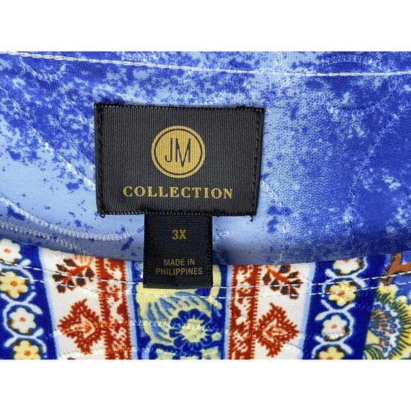 JM Collection Womens Jacquard Top Blue Lilac 3X Bohemian Style - Picture 7 of 9